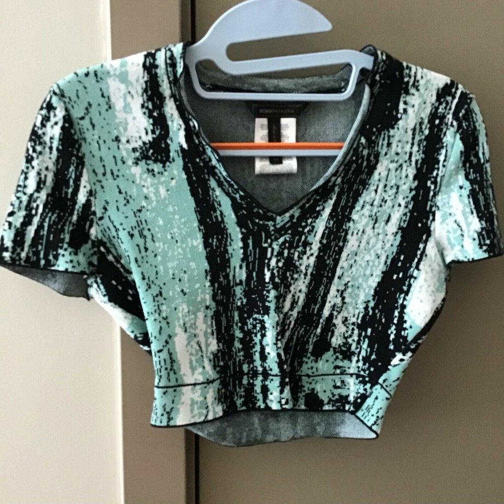 BCBG Max Azria Mint Abia Jacquard Cropped Top XS